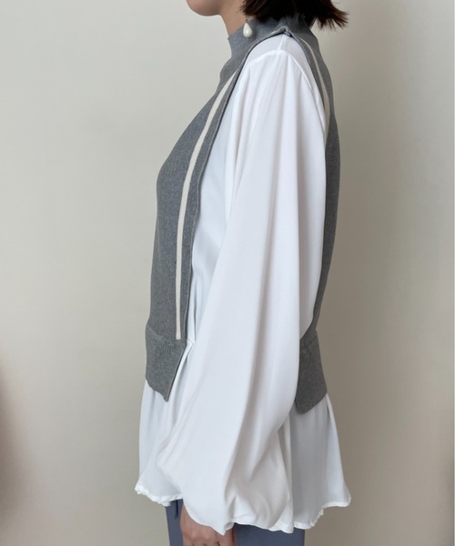 DOLLUPOOPS（ドールアップウップス）の「ラインニットベストドッキングブラウス（シャツ/ブラウス・レディース・ブラック/ネイビー/グレー・38）」の5枚目の写真