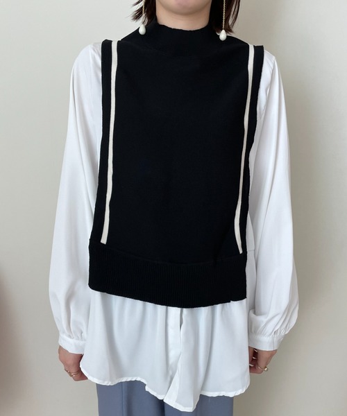 DOLLUPOOPS（ドールアップウップス）の「ラインニットベストドッキングブラウス（シャツ/ブラウス・レディース・ブラック/ネイビー/グレー・38）」の22枚目の写真