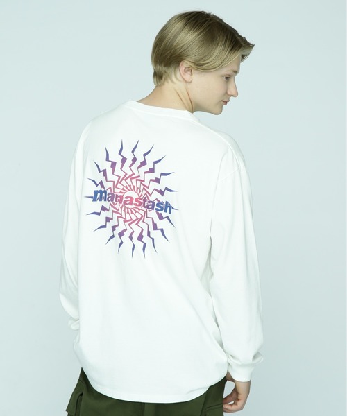 MANASTASH(マナスタッシュ)の「MANASTASH/マナスタッシュ/PUMICE L/S TEE MTN BURST(Tシャツ/カットソー・メンズ・ブラック/オレンジ/ホワイト・M/L/XL/2XL)」の2枚目の写真