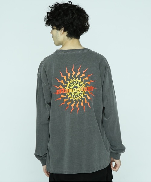 MANASTASH(マナスタッシュ)の「MANASTASH/マナスタッシュ/PUMICE L/S TEE MTN BURST(Tシャツ/カットソー・メンズ・ブラック/オレンジ/ホワイト・M/L/XL/2XL)」の3枚目の写真