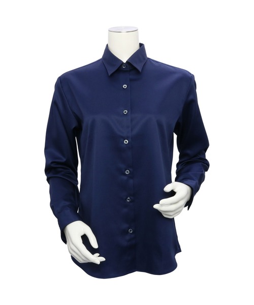 TOKYO SHIRTS(トウキョウシャツ)の「形態安定ノーアイロン レギュラー 長袖ビジネスワイシャツ(ビジネスシャツ・レディース・ネイビー・M/S/LL/L/XL)」の4枚目の写真