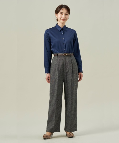 TOKYO SHIRTS(トウキョウシャツ)の「形態安定ノーアイロン レギュラー 長袖ビジネスワイシャツ(ビジネスシャツ・レディース・ネイビー・M/S/LL/L/XL)」の6枚目の写真
