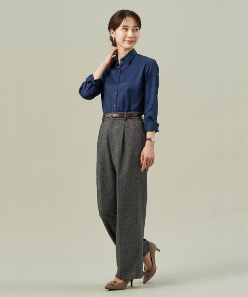 TOKYO SHIRTS(トウキョウシャツ)の「形態安定ノーアイロン レギュラー 長袖ビジネスワイシャツ(ビジネスシャツ・レディース・ネイビー・M/S/LL/L/XL)」の9枚目の写真