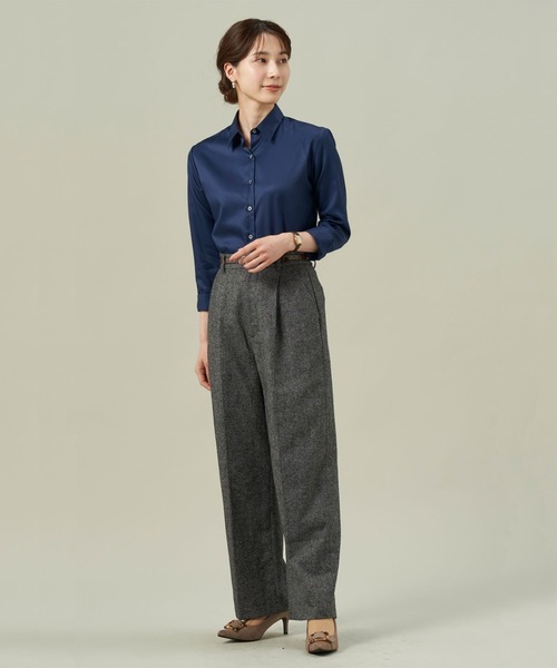 TOKYO SHIRTS(トウキョウシャツ)の「形態安定ノーアイロン レギュラー 長袖ビジネスワイシャツ(ビジネスシャツ・レディース・ネイビー・M/S/LL/L/XL)」の10枚目の写真