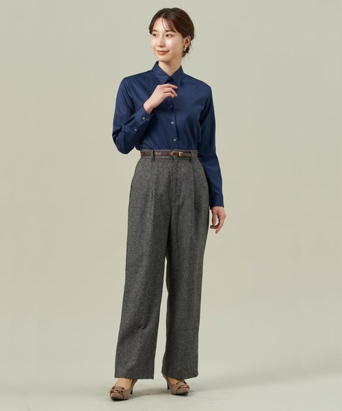 TOKYO SHIRTS(トウキョウシャツ)の「形態安定ノーアイロン レギュラー 長袖ビジネスワイシャツ(ビジネスシャツ・レディース・ネイビー・M/S/LL/L/XL)」の7枚目の写真