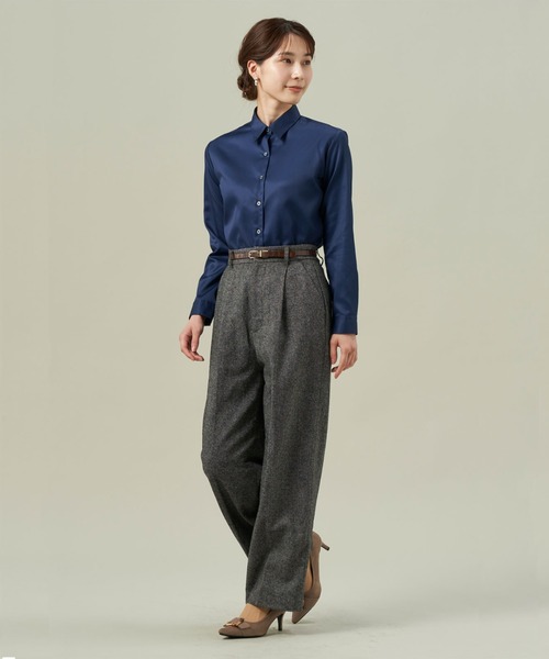 TOKYO SHIRTS(トウキョウシャツ)の「形態安定ノーアイロン レギュラー 長袖ビジネスワイシャツ(ビジネスシャツ・レディース・ネイビー・M/S/LL/L/XL)」の8枚目の写真