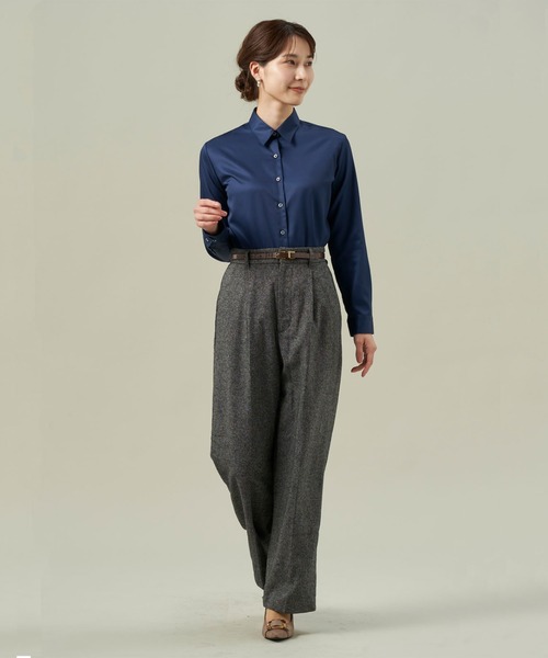 TOKYO SHIRTS(トウキョウシャツ)の「形態安定ノーアイロン レギュラー 長袖ビジネスワイシャツ(ビジネスシャツ・レディース・ネイビー・M/S/LL/L/XL)」の11枚目の写真