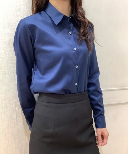 TOKYO SHIRTS(トウキョウシャツ)の「形態安定ノーアイロン レギュラー 長袖ビジネスワイシャツ(ビジネスシャツ・レディース・ネイビー・M/S/LL/L/XL)」の13枚目の写真