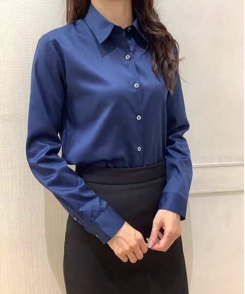 TOKYO SHIRTS(トウキョウシャツ)の「形態安定ノーアイロン レギュラー 長袖ビジネスワイシャツ(ビジネスシャツ・レディース・ネイビー・M/S/LL/L/XL)」の14枚目の写真