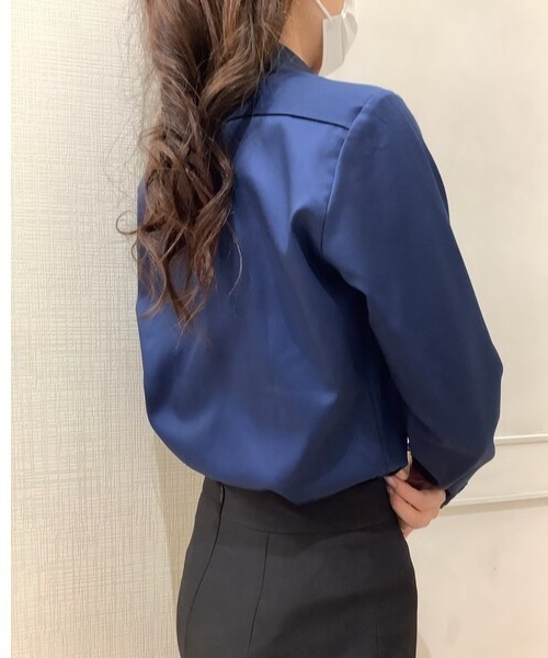 TOKYO SHIRTS(トウキョウシャツ)の「形態安定ノーアイロン レギュラー 長袖ビジネスワイシャツ(ビジネスシャツ・レディース・ネイビー・M/S/LL/L/XL)」の15枚目の写真