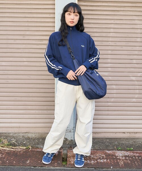 「FREAK'S STORE」 スウェットカットソー フリ- ネイビー レディース FREAK'S STORE トレーナー スウェット スポーツ 襟付き ライン