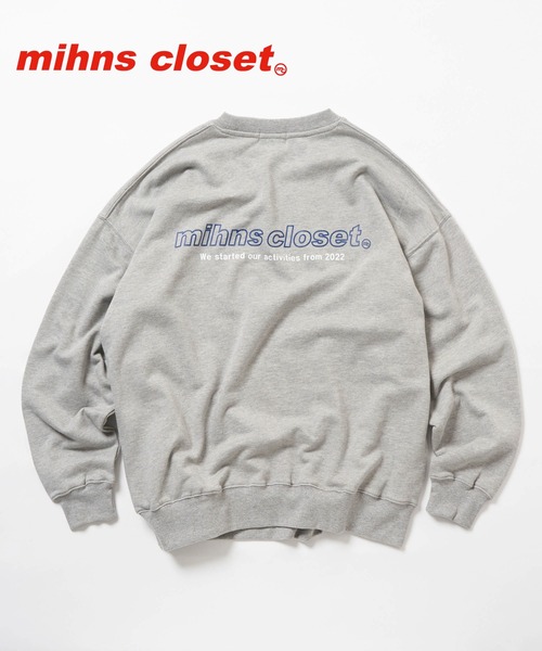 mihns closet(ミンズクローゼット)の「【mihns closet/ミンズクローゼット】23AW ロゴクルーネックスウェット/セットアップ可能(スウェット・メンズ・ライトグレー/グリーン/ブラック・M/L/XL)」の2枚目の写真