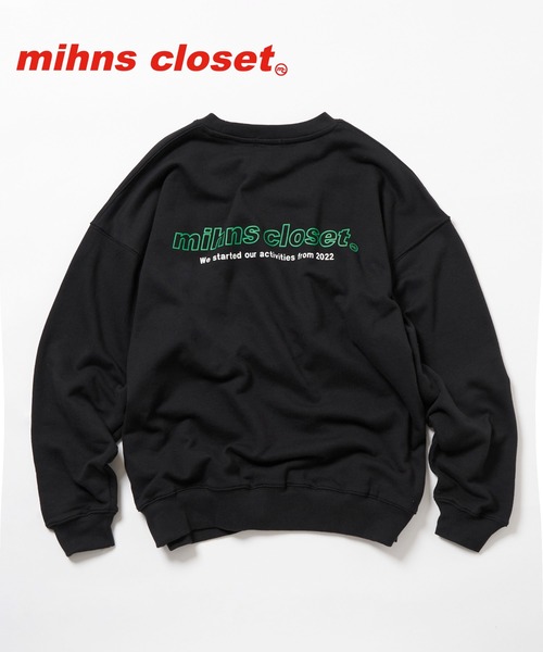 mihns closet(ミンズクローゼット)の「【mihns closet/ミンズクローゼット】23AW ロゴクルーネックスウェット/セットアップ可能(スウェット・メンズ・ライトグレー/グリーン/ブラック・M/L/XL)」の1枚目の写真