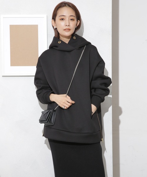 グレースクラス　サイドジップパーカー ダンボール素材　黒　ブラック グレースクラス サイドジップパーカー ダンボール素材 黒 ブラック