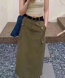 SPIGA | ﾍﾞﾙﾄ付ﾊﾞｯｸｽﾘｯﾄｶｰｺﾞﾛﾝｸﾞｽｶｰﾄ(スカート)