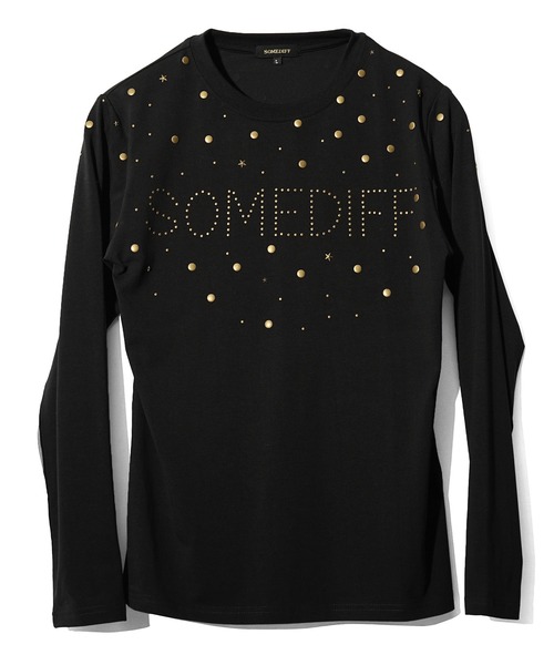 SOMEDIFF(サムディフ)の「HOTFIXロゴロンT メンズ 長袖Tシャツ タイトシルエット 春服(Tシャツ/カットソー・メンズ・ブラック×ゴールド/ブラック×シルバー/ホワイト×シルバー・L/M/XL)」の4枚目の写真