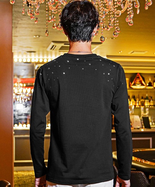 SOMEDIFF(サムディフ)の「HOTFIXロゴロンT メンズ 長袖Tシャツ タイトシルエット 春服(Tシャツ/カットソー・メンズ・ブラック×ゴールド/ブラック×シルバー/ホワイト×シルバー・L/M/XL)」の15枚目の写真