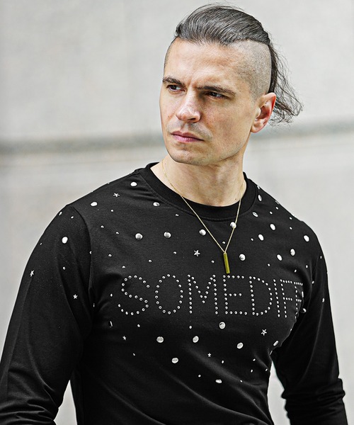 SOMEDIFF(サムディフ)の「HOTFIXロゴロンT メンズ 長袖Tシャツ タイトシルエット 春服(Tシャツ/カットソー・メンズ・ブラック×ゴールド/ブラック×シルバー/ホワイト×シルバー・L/M/XL)」の21枚目の写真