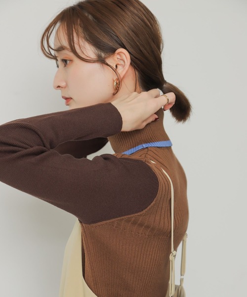 SENSE OF PLACE by URBAN RESEARCH(センスオブプレイスバイアーバンリサーチ)の「バイカラータートルコンパクトセーター(ニット/セーター・レディース・グレー/ブラック/アイボリー/ブラウン/ネイビー・ONE)」の14枚目の写真