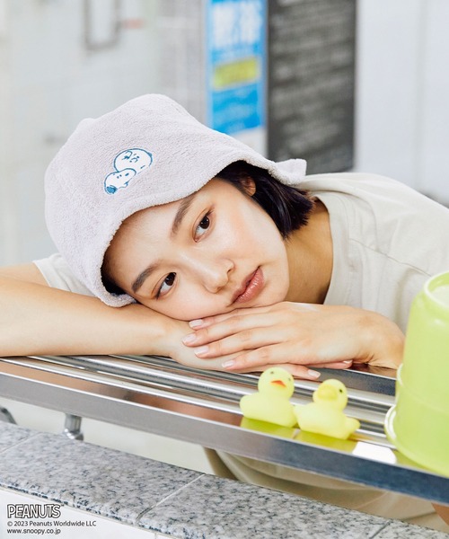 PEANUTS(ピーナッツ)の「【ピーナッツ/PEANUTS】スヌーピーサウナハット(ハット・レディース・チャコールグレー/ブルー/ベージュ・フリー)」の2枚目の写真