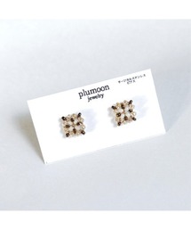 【plumoon】チェック模様のミニピアス(MA)