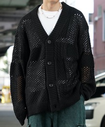 透かし編み ジャガード ニットカーディガン / Openwork Jacquard Knit Cardigan