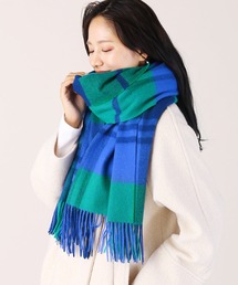 レディースのマフラー（ブルー・ネイビー/青色系・カシミヤ