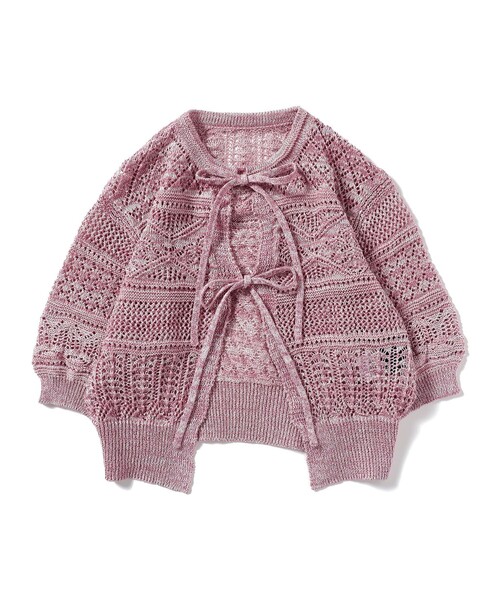 Ray BEAMS（レイビームス）の「BOUSSOLE × Ray BEAMS / 別注 ショート スリーブ カーディガン（カーディガン/ボレロ・レディース・ピンク/シルバー・ONE SIZE）」の5枚目の写真