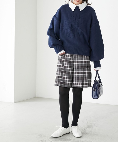 BONLECILL(ボンルシール)の「モヘアライク フラワージャガードニットプルオーバー(ニット/セーター・レディース・オレンジ/ネイビー/グリーン/アイボリー/ピンク・FREE)」の22枚目の写真