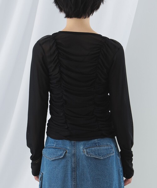 Ray BEAMS（レイビームス）の「Ray BEAMS / チュール ギャザー Vネック カーディガン（カーディガン/ボレロ・レディース・ブラック/ミント・ONE SIZE）」の15枚目の写真