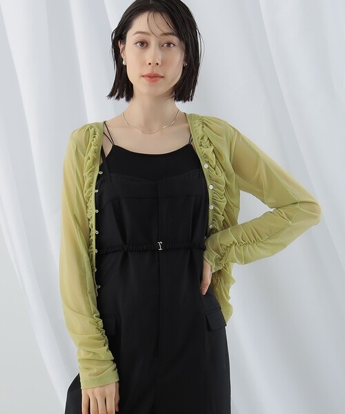 Ray BEAMS（レイビームス）の「Ray BEAMS / チュール ギャザー Vネック カーディガン（カーディガン/ボレロ・レディース・ブラック/ミント・ONE SIZE）」の20枚目の写真