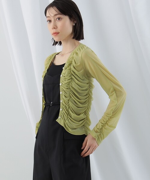 Ray BEAMS（レイビームス）の「Ray BEAMS / チュール ギャザー Vネック カーディガン（カーディガン/ボレロ・レディース・ブラック/ミント・ONE SIZE）」の21枚目の写真