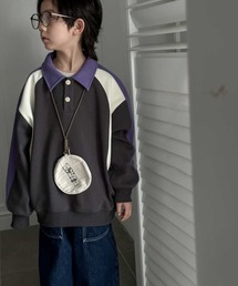 【aimoha-KIDS-】子供服 ユニセックスPOLO襟スウェット