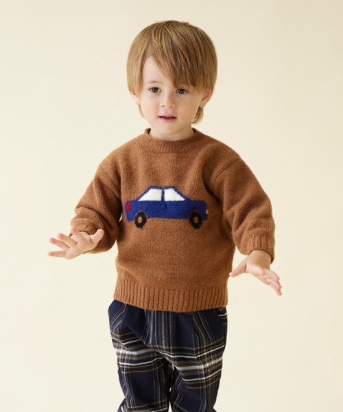 petit main（プティマイン）の「モチーフジャガードニット（ニット/セーター・キッズ・アイボリー/モカ/ネイビー/ブラック・S/M/L）」の3枚目の写真