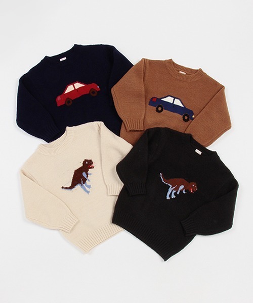 petit main（プティマイン）の「モチーフジャガードニット（ニット/セーター・キッズ・アイボリー/モカ/ネイビー/ブラック・S/M/L）」の8枚目の写真