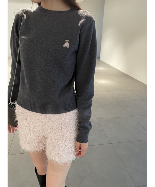 SNIDEL（スナイデル）の「【BEARPAW】刺繍ニットプルオーバー（ニット/セーター・レディース・ダークグレー/グリーン/ピンク/ホワイト・FREE）」の12枚目の写真