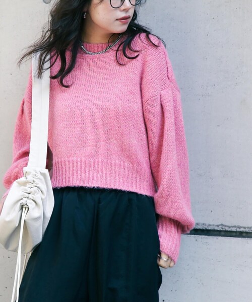 FREE'S MART（フリーズマート）の「◇バックリボンバックリボンショート丈ニット（ニット/セーター・レディース・グリーン/ブルー/ピンク/グレー・FREE）」の8枚目の写真