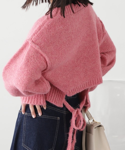 FREE'S MART（フリーズマート）の「◇バックリボンバックリボンショート丈ニット（ニット/セーター・レディース・グリーン/ブルー/ピンク/グレー・FREE）」の4枚目の写真