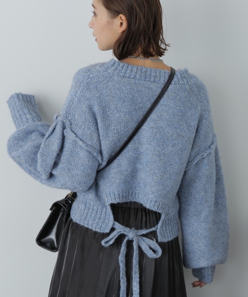 FREE'S MART（フリーズマート）の「◇バックリボンバックリボンショート丈ニット（ニット/セーター・レディース・グリーン/ブルー/ピンク/グレー・FREE）」の3枚目の写真