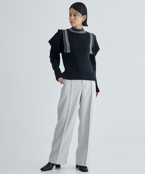 UNITED TOKYO（ユナイテッドトウキョウ）の「コクーンショルダーニット｜防シワ（ニット/セーター・レディース・ブラック/インディゴブルー・FREE）」の10枚目の写真