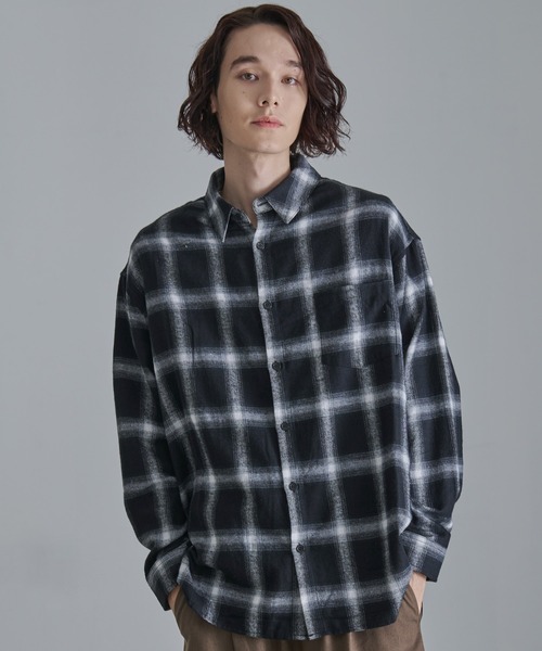 Revo.(レボ)の「【Revo.】オンブレチェックロングスリーブシャツ(シャツ/ブラウス・メンズ・ブルー/ブラウン/ホワイト・L/M)」の5枚目の写真