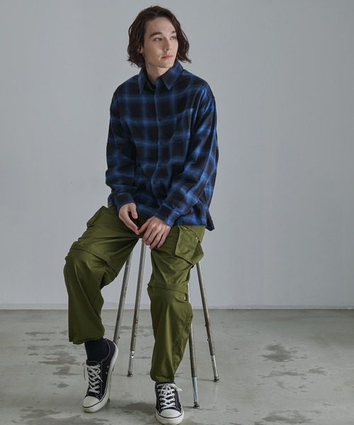 Revo.(レボ)の「【Revo.】オンブレチェックロングスリーブシャツ(シャツ/ブラウス・メンズ・ブルー/ブラウン/ホワイト・L/M)」の10枚目の写真