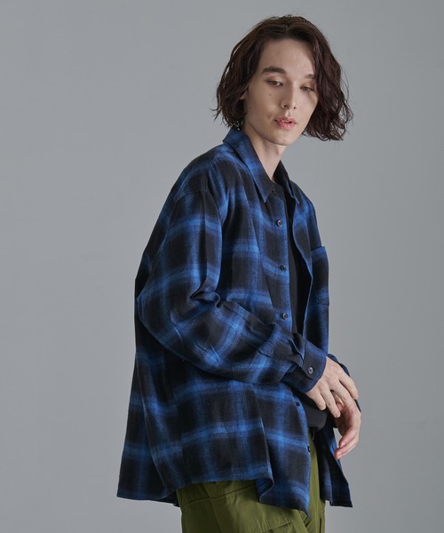 Revo.(レボ)の「【Revo.】オンブレチェックロングスリーブシャツ(シャツ/ブラウス・メンズ・ブルー/ブラウン/ホワイト・L/M)」の19枚目の写真