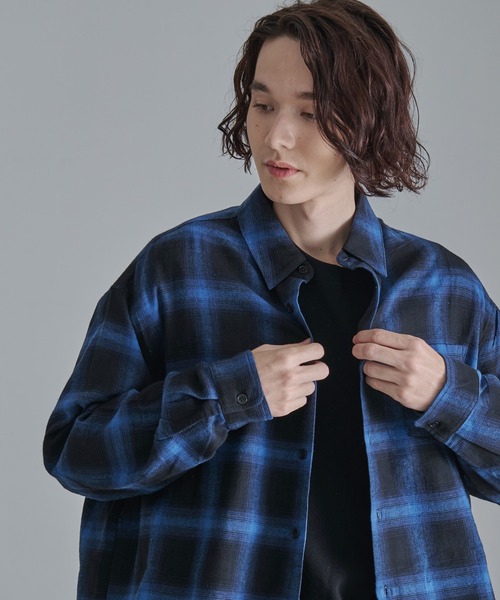 Revo.(レボ)の「【Revo.】オンブレチェックロングスリーブシャツ(シャツ/ブラウス・メンズ・ブルー/ブラウン/ホワイト・L/M)」の21枚目の写真