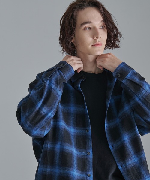 Revo.(レボ)の「【Revo.】オンブレチェックロングスリーブシャツ(シャツ/ブラウス・メンズ・ブルー/ブラウン/ホワイト・L/M)」の22枚目の写真