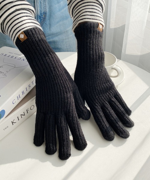 MYMOOD.（マイムード）の「【スマホ対応】リブニットホールタッチグローブ 手袋（手袋・レディース・アイボリー/ベージュ/グレー/ブラック・FREE）」の11枚目の写真