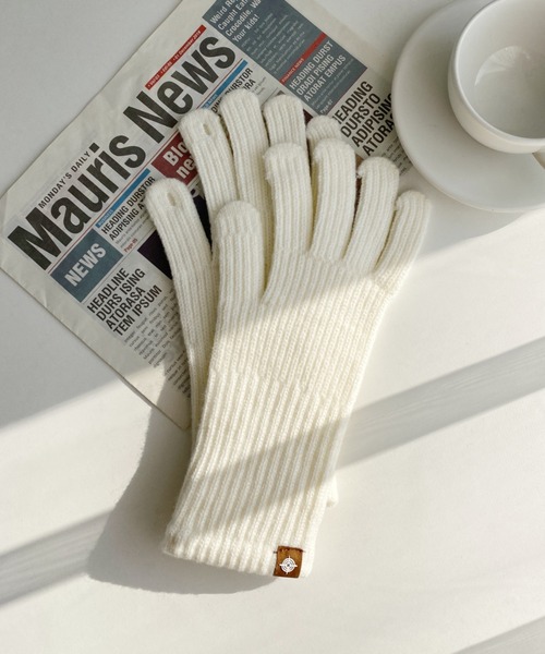 MYMOOD.（マイムード）の「【スマホ対応】リブニットホールタッチグローブ 手袋（手袋・レディース・アイボリー/ベージュ/グレー/ブラック・FREE）」の15枚目の写真