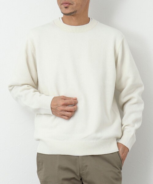 NOLLEY'S goodman(ノーリーズグッドマン)の「《ビジカジ対応》ラムウール プルオーバー クルーネックニット(ニット/セーター・メンズ・ネイビー/オフホワイト/グレイッシュブルー/ピンク系その他・M/L/S)」の4枚目の写真