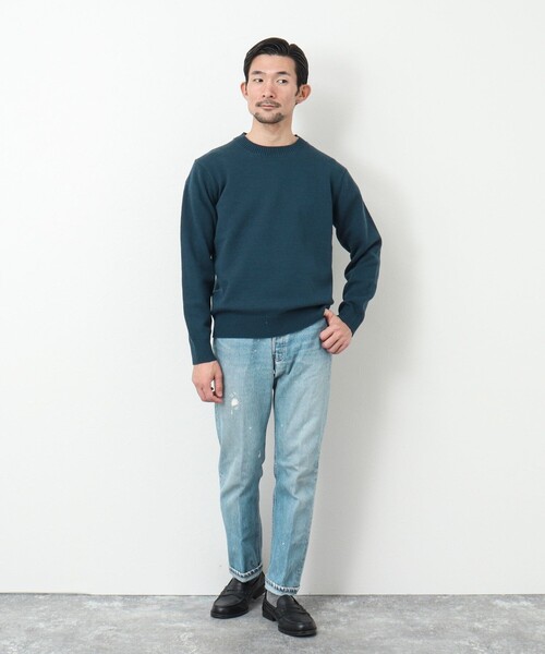 NOLLEY'S goodman(ノーリーズグッドマン)の「《ビジカジ対応》ラムウール プルオーバー クルーネックニット(ニット/セーター・メンズ・ネイビー/オフホワイト/グレイッシュブルー/ピンク系その他・M/L/S)」の6枚目の写真