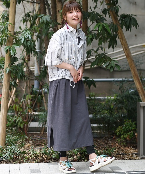 チチカカ（チチカカ）の「コットンクロップドポケ刺繍シャツ（シャツ/ブラウス・レディース・その他1/グリーン/ホワイト・FREE）」の8枚目の写真